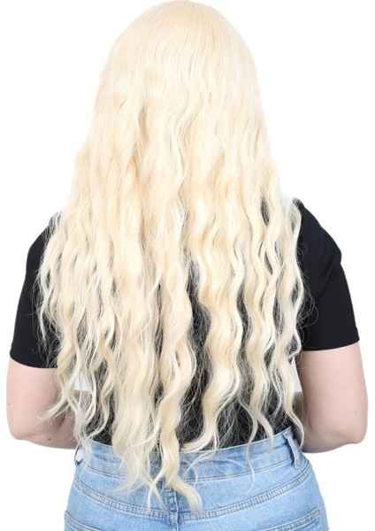 Perçemli Uzun Su Dalgası Fiber Sentetik Peruk - Platin fırsatları