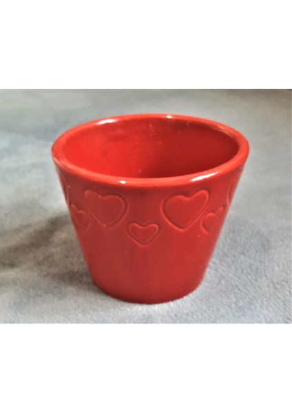 Kalp İşlemeli Küçük Saksı Silikon Kalıp K-702, Polyester Kokulu Taş Sabun Alçı Mum Kalıbı