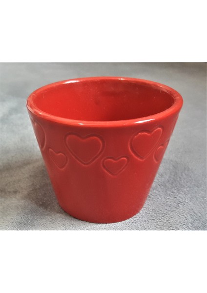 Kalp İşlemeli Küçük Saksı Silikon Kalıp K-702, Polyester Kokulu Taş Sabun Alçı Mum Kalıbı