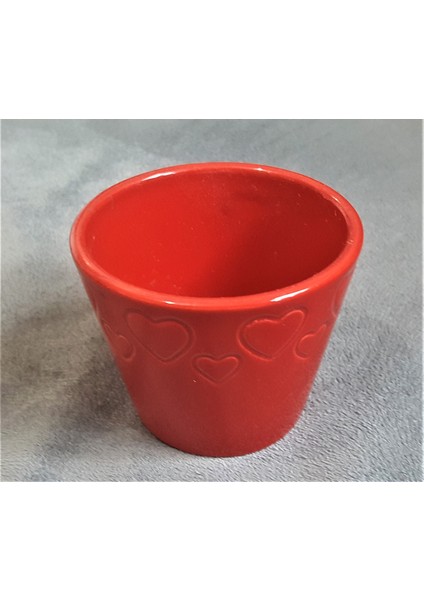 Kalp İşlemeli Küçük Saksı Silikon Kalıp K-702, Polyester Kokulu Taş Sabun Alçı Mum Kalıbı