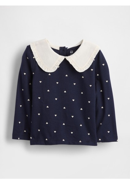 Kız Bebek Lacivert Sailor Yaka Uzun Kollu T-Shirt