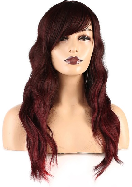 Dalgalı Perçemli Fiber Sentetik Orta Boy Peruk - Kızıl Kahve fiyatları