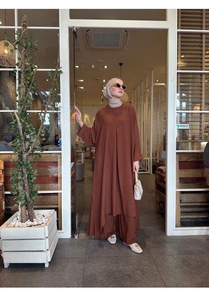 Tesettür Mina Takım Kahverengi