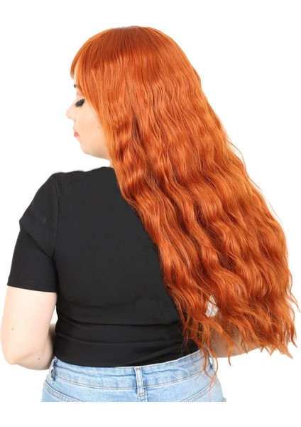 Perçemli Uzun Su Dalgası Fiber Sentetik Peruk- Bakır modelleri