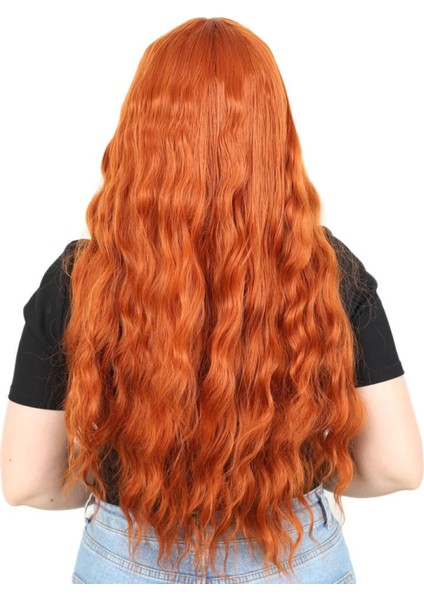 Perçemli Uzun Su Dalgası Fiber Sentetik Peruk- Bakır fırsatları