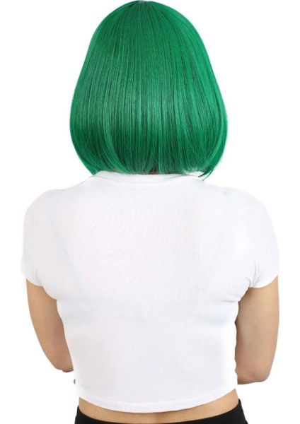 Küt Kahküllü Fiber Sentetik Peruk - Koyu Yeşil fırsatları