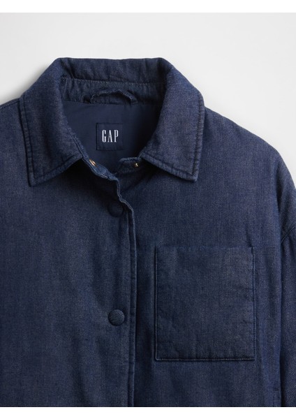 Kadın Mavi Denim Şişme Puffer Şişme Ceket modelleri