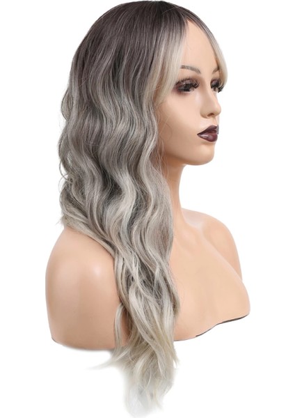 Dalgalı Perçemli Fiber Sentetik Orta Boy Peruk - Ombre ve Röfleli modelleri