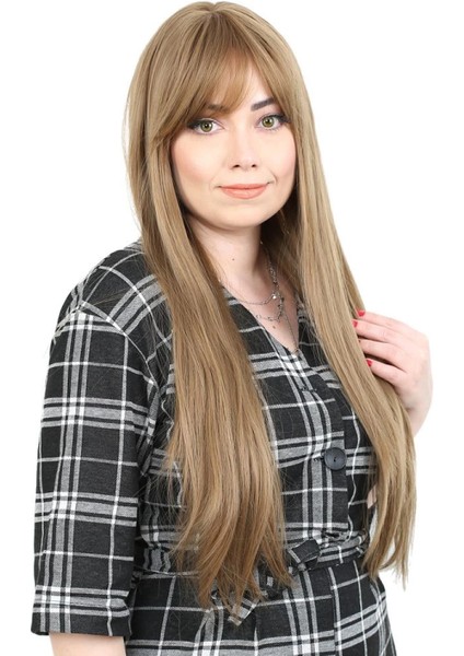 Fiber Sentetik Uzun Düz Kahküllü Peruk - Bebek Kumralı fiyatları