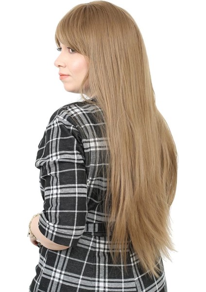 Fiber Sentetik Uzun Düz Kahküllü Peruk - Bebek Kumralı fırsatları