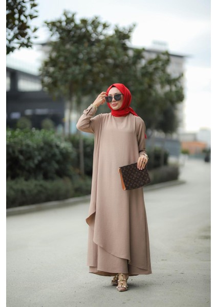 Tesettür Ayrobin Hera Elbise Vizon