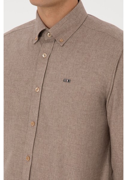 Erkek Camel Gömlek Desenli 50315613-VR015