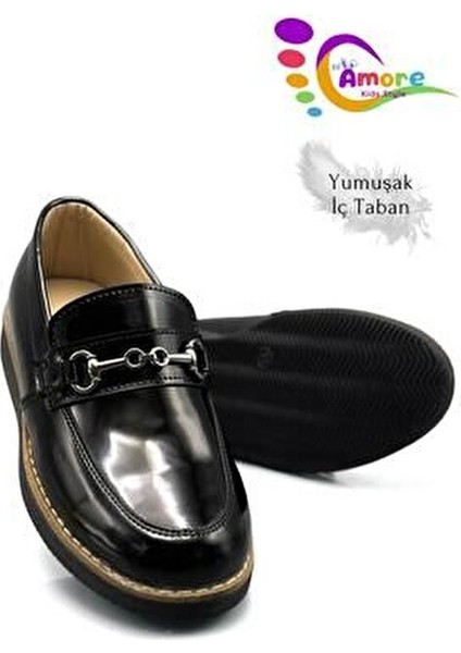 Erkek Çocuk Klasik Ayakkabı Suni Deri Siyah
