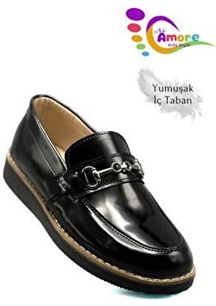 Erkek Çocuk Klasik Ayakkabı Suni Deri Siyah