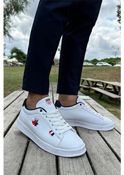 Unisex Sneakers Beyaz-Lacivert Günlük Spor Ayakkabı Hafızalı