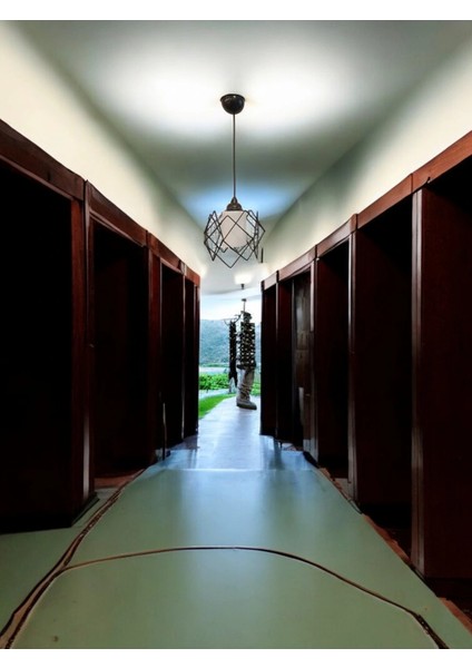 Telli Baklava Camlı Tekli Avize E-27 Siyah