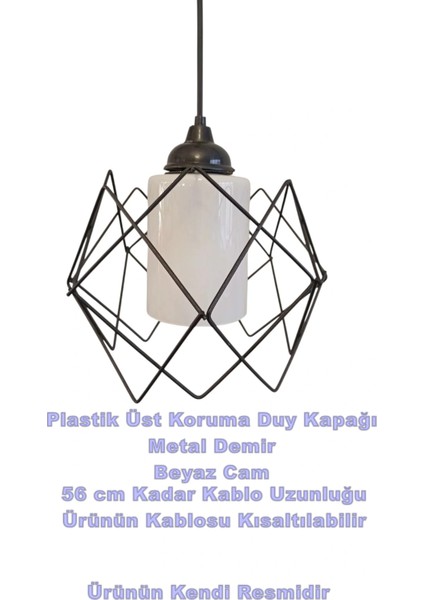 Telli Baklava Camlı Tekli Avize E-27 Siyah fiyatları