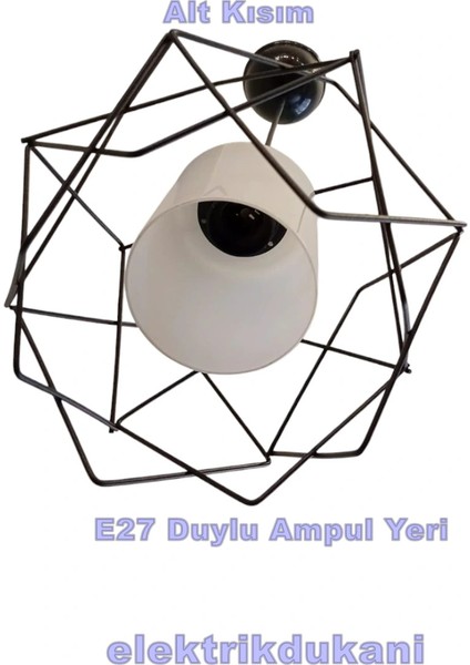 Telli Baklava Camlı Tekli Avize E-27 Siyah modelleri