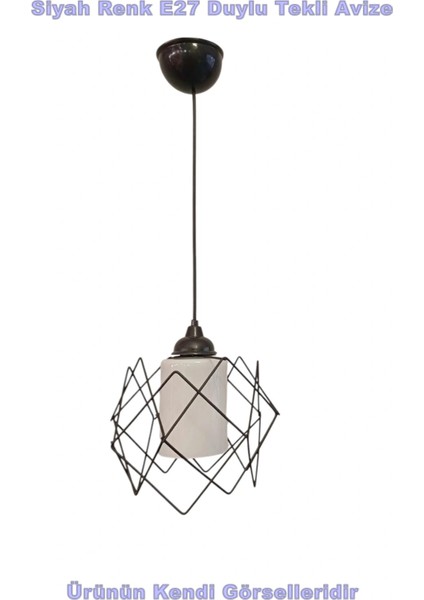 Telli Baklava Camlı Tekli Avize E-27 Siyah fırsatları