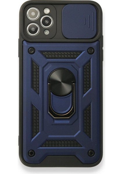 iPhone 11 Pro Max Kamera Sürgülü Tam Koruma Sert Silikon Kapak Ryc/ Pars Yüzüklü