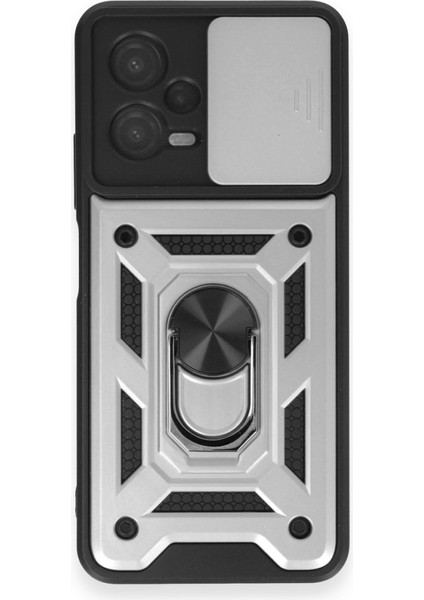 Redmi Note 12 4g Kamera Sürgülü Tam Koruma Sert Silikon Kapak Ryc/ Pars Yüzüklü