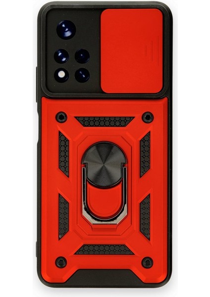 Redmi Note 11T Kamera Sürgülü Tam Koruma Sert Silikon Kapak Ryc/ Pars Yüzüklü