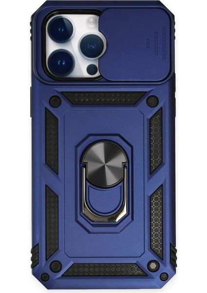 iPhone 14 Pro Kamera Sürgülü Tam Koruma Sert Silikon Kapak Ryc/ Pars Yüzüklü