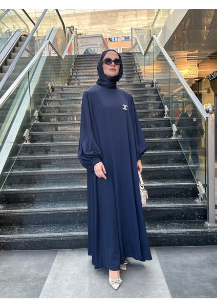 Tesettür Retro Balonkol Elbise Lacivert fiyatları