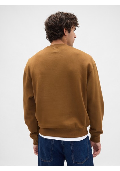 Erkek Kahverengi Heavyweight Oversized Gap Logo Bisiklet Yaka Sweatshirt fırsatları
