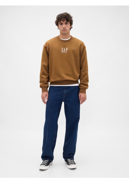 Erkek Kahverengi Heavyweight Oversized Gap Logo Bisiklet Yaka Sweatshirt indirimleri