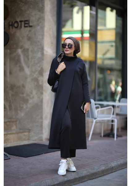 Tesettür Boğazlı Tunik Pantolon Takım Siyah fiyatları