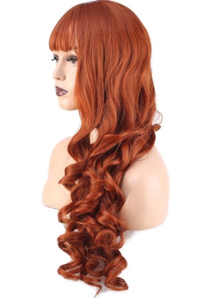 Dalgalı Perçemli Uzun Fiber Sentetik Peruk - Bakır fırsatları