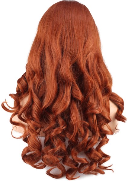 Dalgalı Perçemli Uzun Fiber Sentetik Peruk - Bakır indirimleri