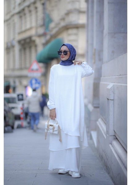 Tesettür Lina Takım Beyaz