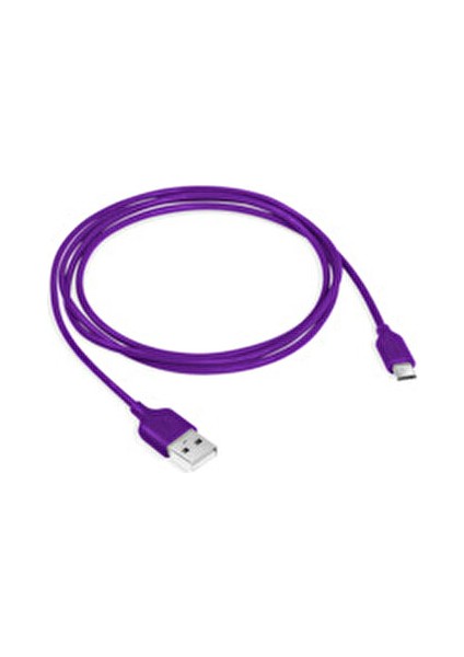 Micro USB Data ve Şarj Kablosu 1,2 m Mor Renkli Hızlı Şarj Uyumlu fırsatları