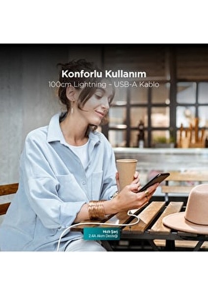 Lightning Veri ve Şarj Kablosu Kırmızı 1 m Hızlı Şarj Destekli iPhone Uyumlu modelleri