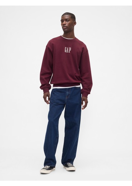 Erkek Bordo Heavyweight Oversized Gap Logo Bisiklet Yaka Sweatshirt indirimleri