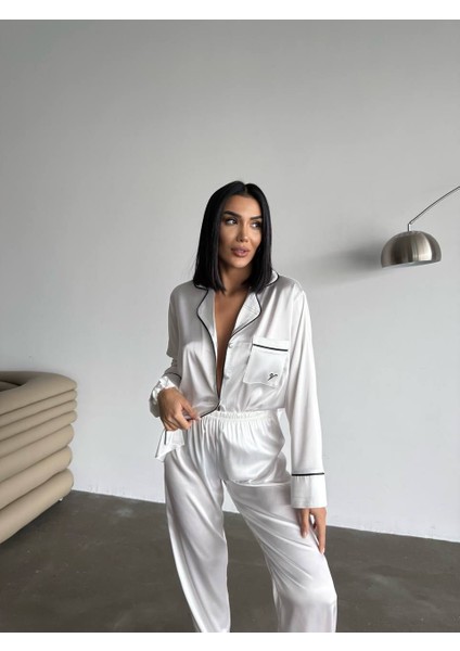 Biyeli Klasik Saten Pijama Takımı fiyatları