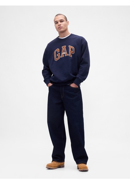 Erkek Lacivert Heavyweight Oversized Logo Sweatshirt indirimleri