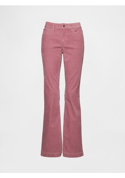 Kadın Pembe Low Rise Kadife Long & Lean Jean Pantolon fiyatları