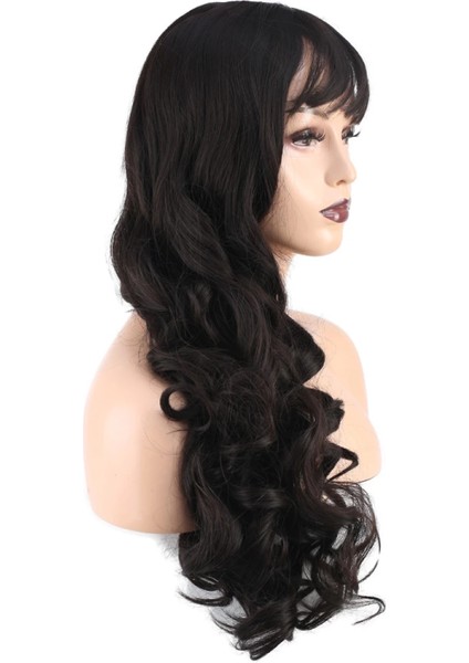 Dalgalı Perçemli Uzun Fiber Sentetik Peruk - Kahverengi modelleri