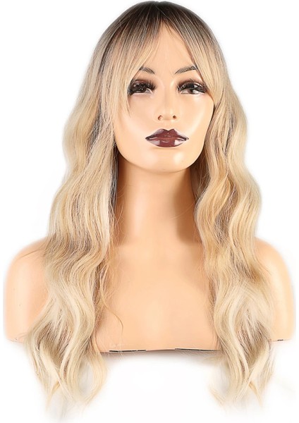 Dalgalı Perçemli Fiber Sentetik Orta Boy Peruk - Kahve Platin Röfleli fiyatları