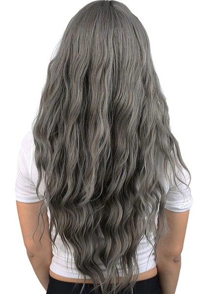 Perçemli Uzun Su Dalgası Fiber Sentetik Peruk- Koyu Gri fiyatları
