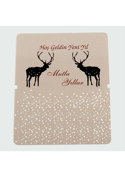 Lvsqvr Mutlu Yıllar Bileklik Kartı 200 Adet-Kahverengi