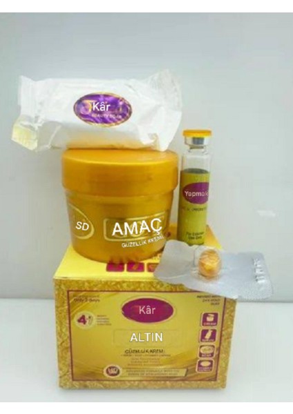 Gold Altın Orjinal Pakistan Güzellik Kremi + Serum+ Vitamine + Capsule 4 Lü Set modelleri