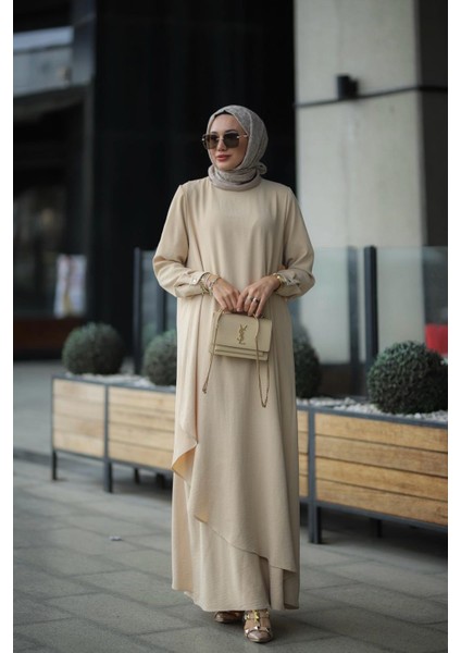 Tesettür Ayrobin Hera Elbise Bej fiyatları