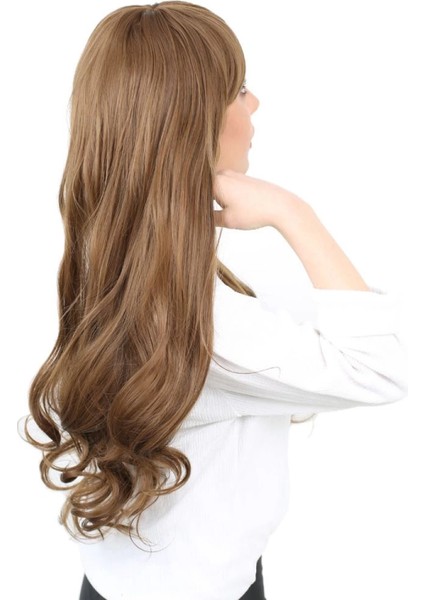 Kahküllü Uzun Dalgalı Fiber Sentetik Peruk - Kumral modelleri