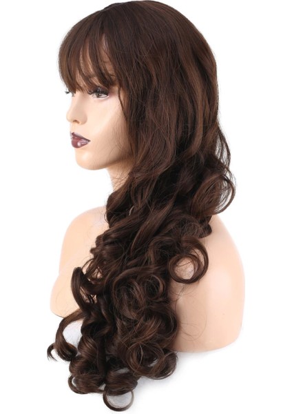 Dalgalı Perçemli Uzun Fiber Sentetik Peruk - Koyu Kahve fırsatları