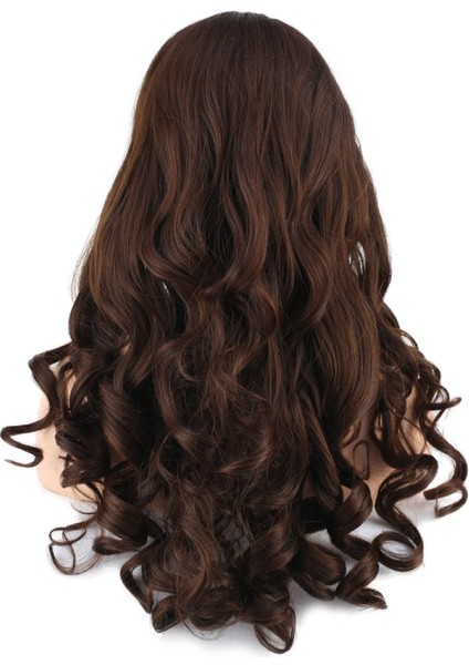 Dalgalı Perçemli Uzun Fiber Sentetik Peruk - Koyu Kahve indirimleri