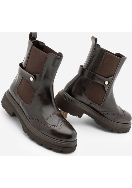Kadın Çift Yüzlü Lastikli Tırtıklı Taban Chelsea Günlük Bot Sarfen